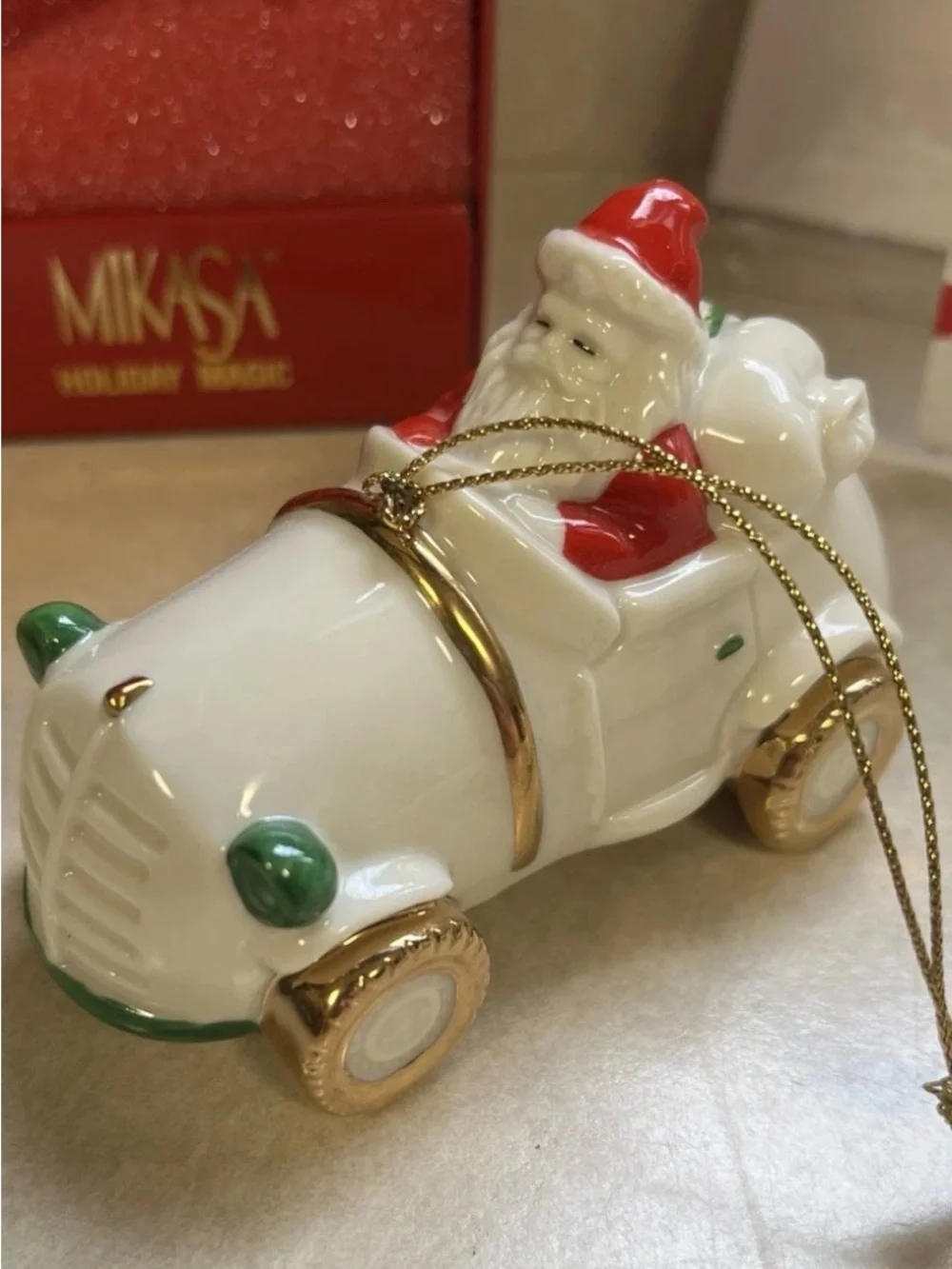MIKASA Classic Holiday Magic Vintage Santa Christmas Tree Ornament New In Box